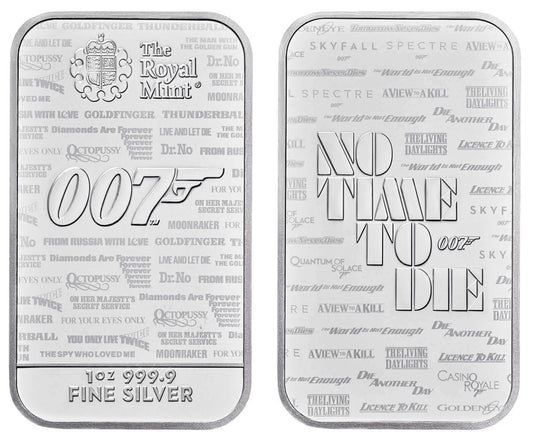 1 oz British James Bond No Time to Die Silver Bar (New)